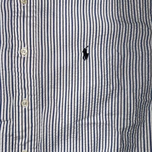 Ralph‎ Lauren Blaire XL Shirt Blue White Stripe Cotton Button Down Long Sleeve - Picture 2 of 7
